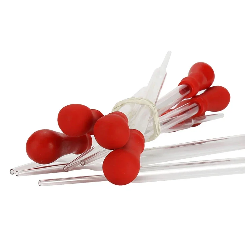 10 Stück Glaspipetten-Tropfer mit roter Gummikappe, Tropfpipette für flüssige ätherische Öle – Detail 2