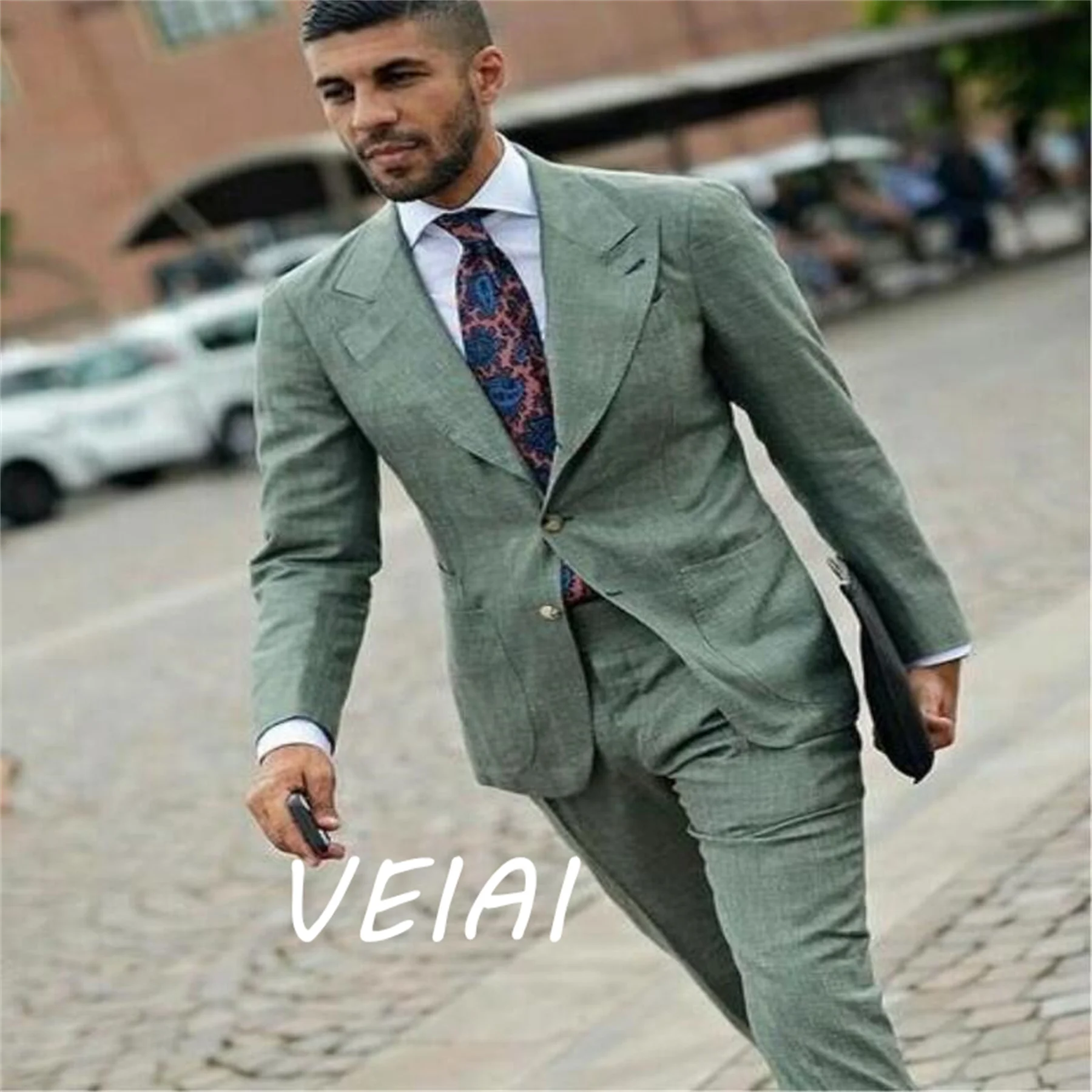 تخصيص جديد الأخضر الرجال 2 قطعة دعوى سليم صالح الرسمي الشق التلبيب الأعمال البدلات الرسمية السترة رفقاء لحفل الزفاف (السترة + #6