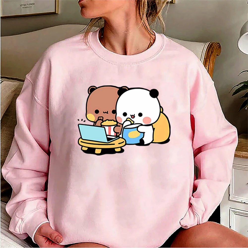 Śliczna bluza Bubu i Dudu Cartoon Panda Bear Bubu i Dudu graficzna bluza z kapturem damskie/męskie topy Kawaii drukowane bluzy w stylu Harajuku