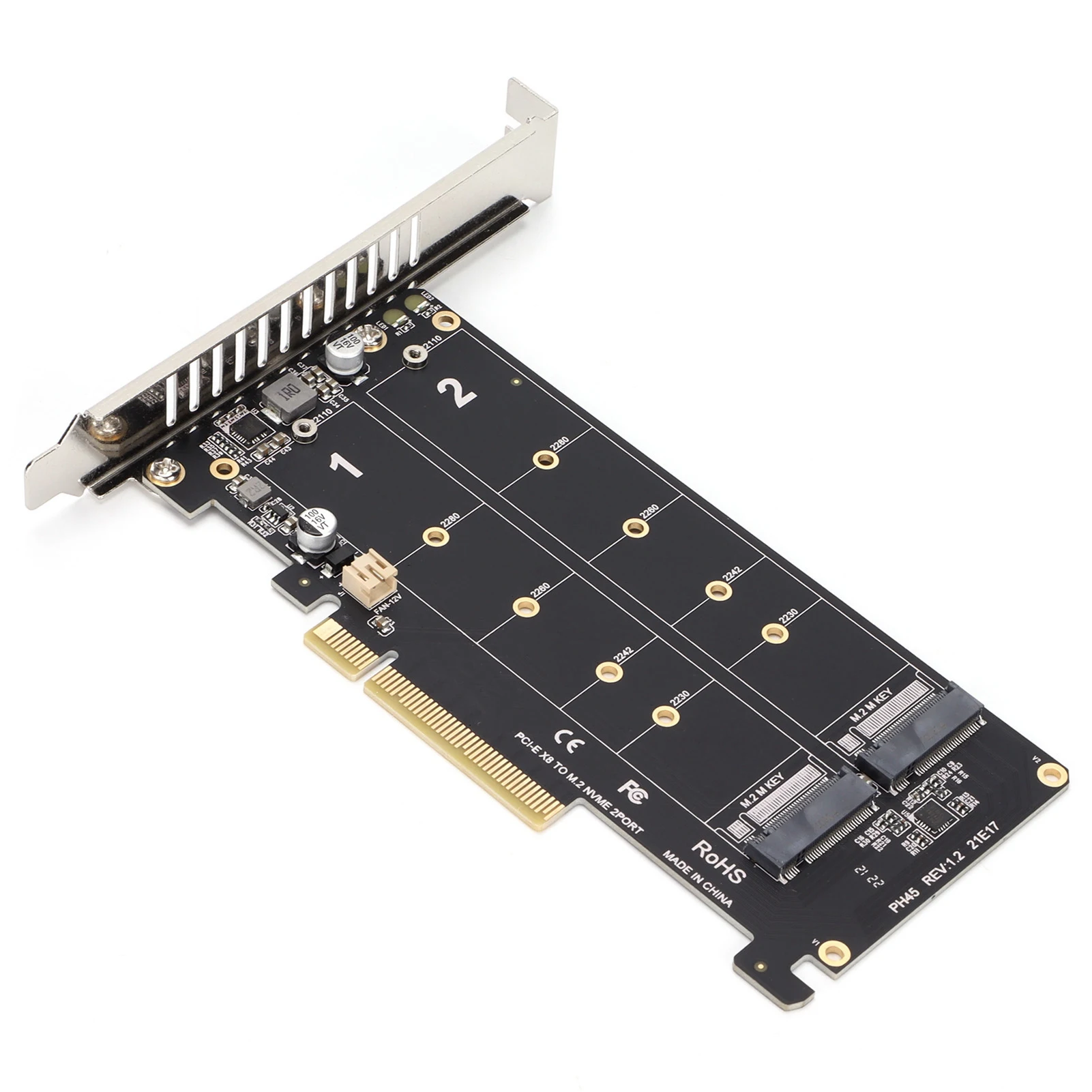 Карта адаптера Dual M.2 NVMe SSD на PCIE X8 M Key Жесткий диск Конвертер Устройство чтения Карта расширения для сервера игровой рабочей станции