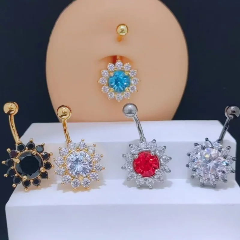 10PCS Surgical Steel Star CZ Navel Belly Button Bar Internally Threaded Navel Rings Body Piercing Jewelry