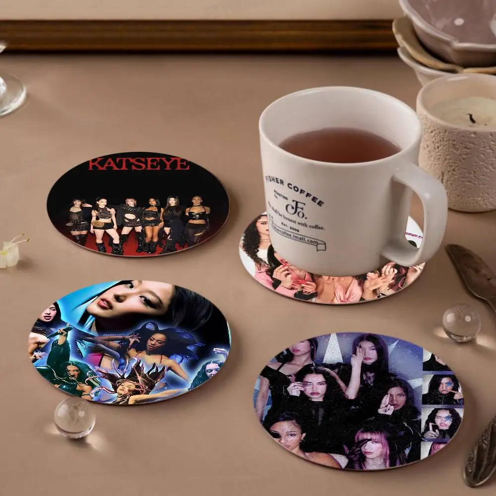Kpop Band K-Katseyes Vintage Wooden Designs for Coffee & Tea, Washable Art Pieces for Cozy Home Cafe