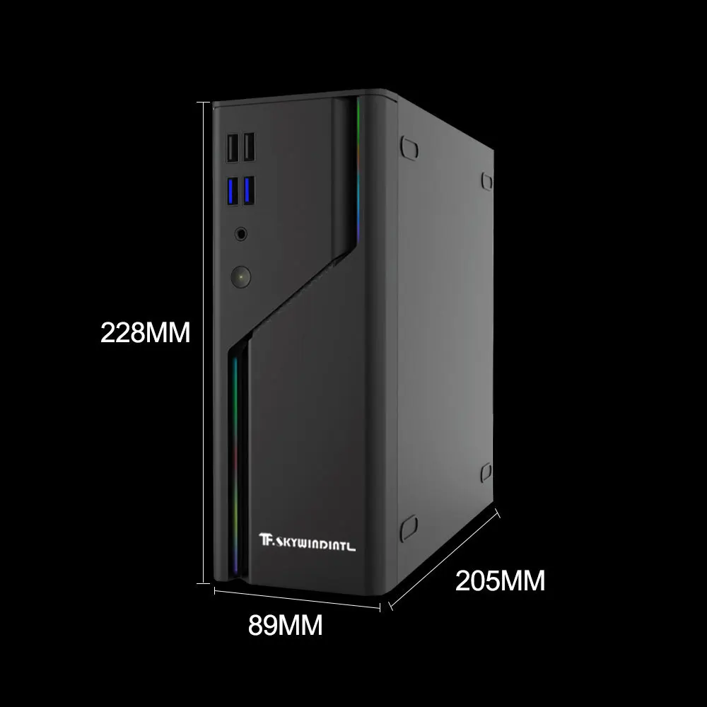 Mini ITX HTPC Desktop Case 5V ARGB Front Panel 4 USB Ports Supports 1U Power Supply Compact Design for ITX Motherboard Server