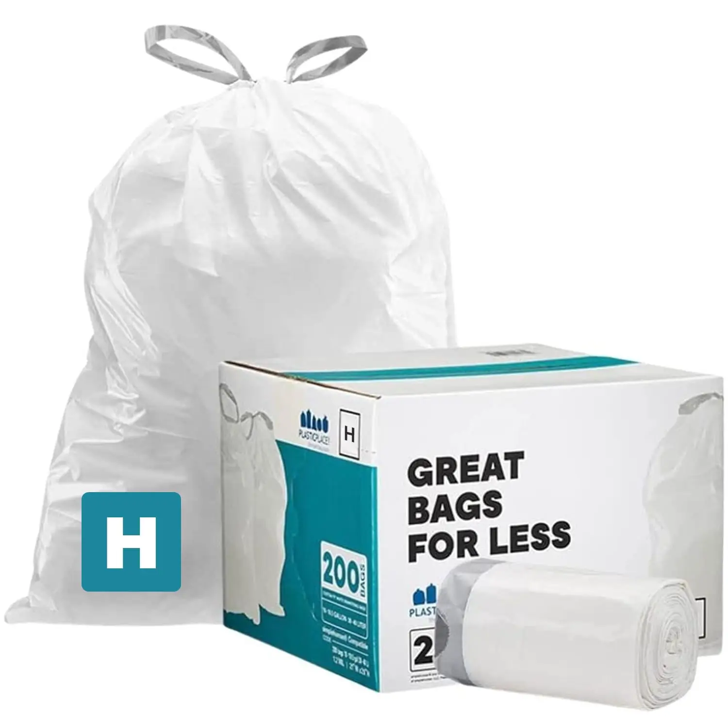 

Custom Fit Trash Bags Compatible w Simplehuman Code H Drawstring Bags 8-9 Gallon Tear-Resistant Liner 200 Count Hea