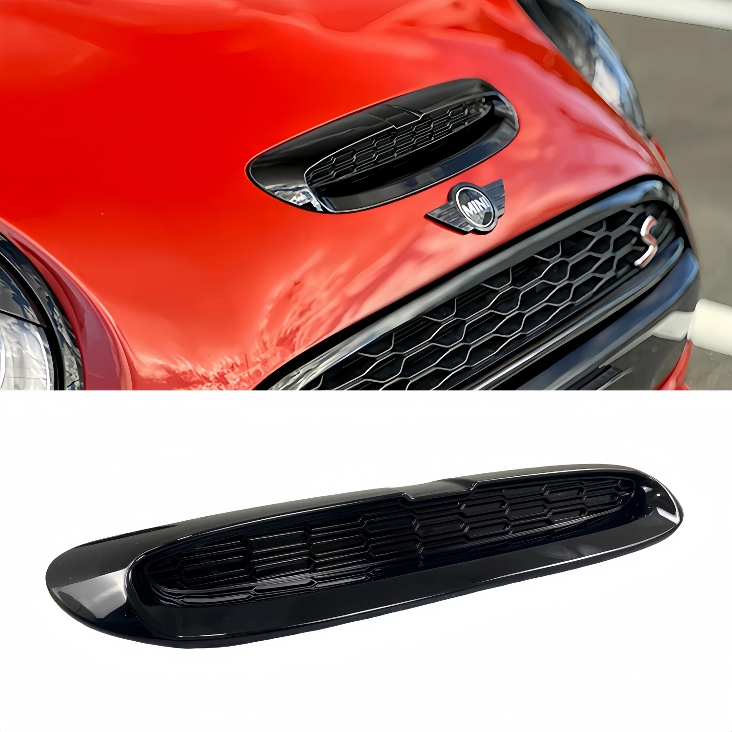 

JCW Style Gloss Black Front Engine Bonnet Hood Scoops For BMW Mini Cooper S F54 F55 F56 F57 2014-2024 Air Outlet Vent Cover Trim
