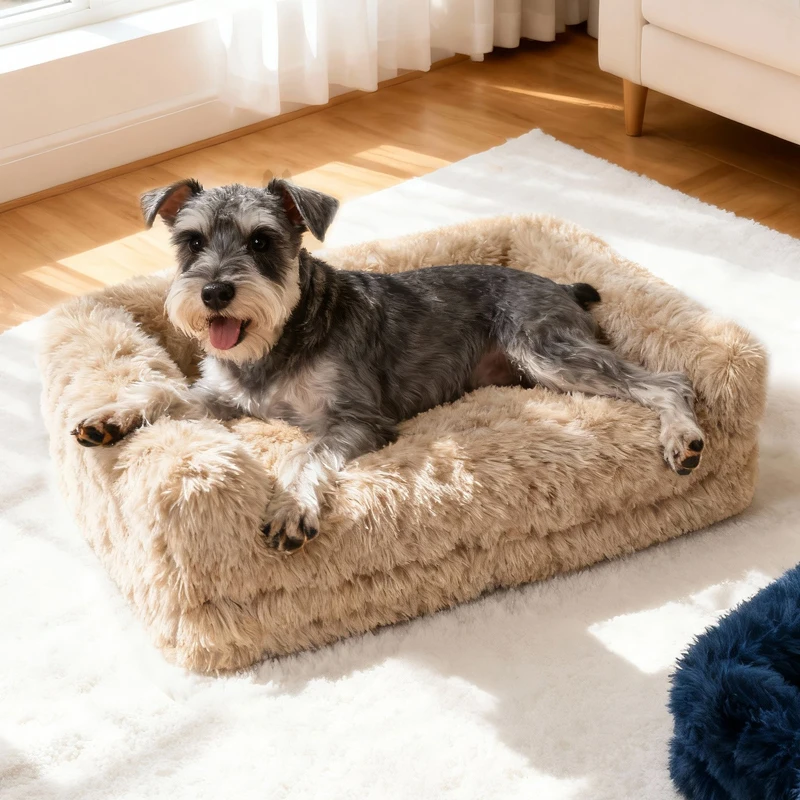 

Складной диван-кровать для домашних животных на заказ, зимнее теплое плюшевое кошачье гнездо, мягкий успокаивающий диван для собак Kenne