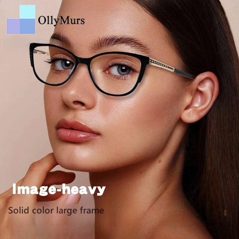 

OLLYMURS New Fashion TR90 Anti Blue Cat Eye Women's Eye Frame Optical Prescription Glasses Frame 2220
