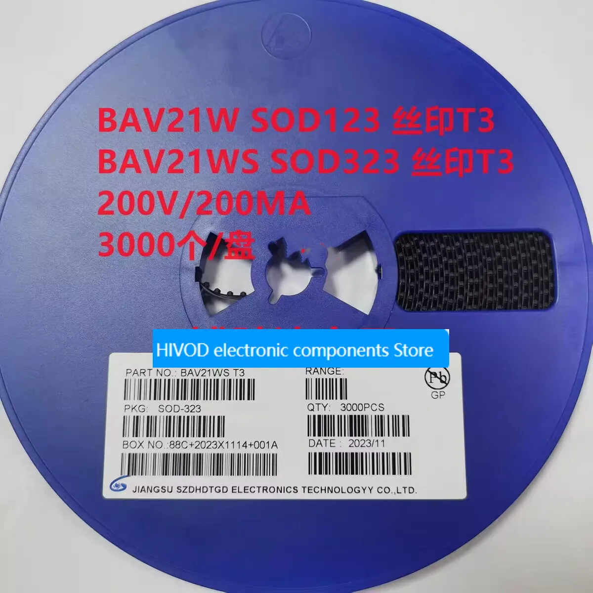 3000PCS BAV21WS BAV21W T3 SOD-323/123 SMD diode 200V/200mA 1206 0805