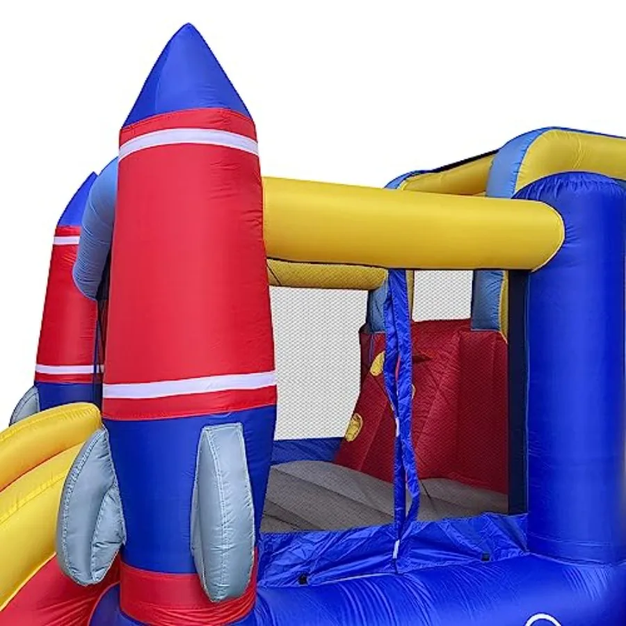 Maison gonflable de rebond de fusée avec souffleur, videur pour enfants avec deux diapositives et grande zone de saut