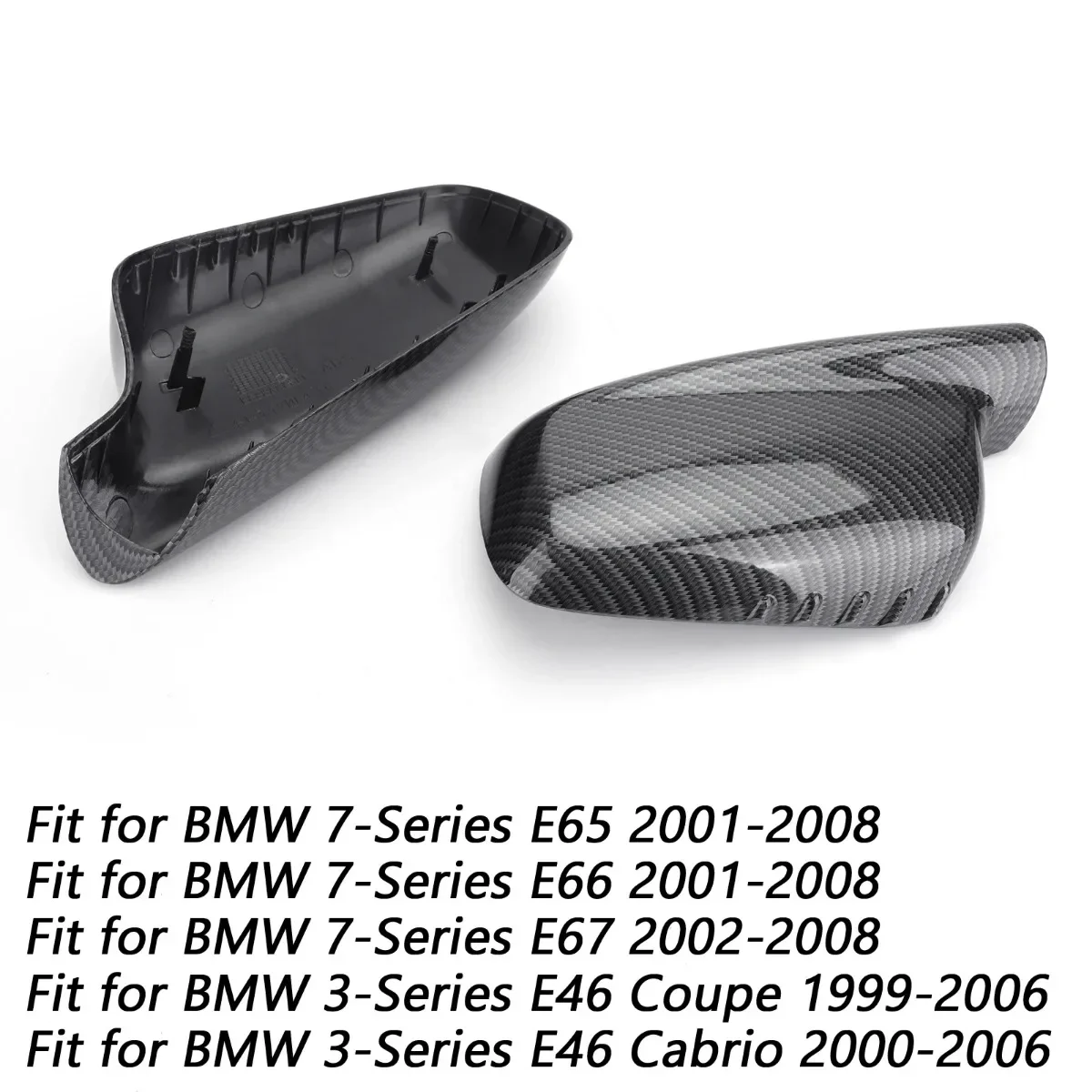 Pair Side Rearview Mirror Cap Wing Mirror Cover For BMW 7 Series E65 E66 2001-2008 E67 2002-2008 For E46 Coupe Mirror Cover