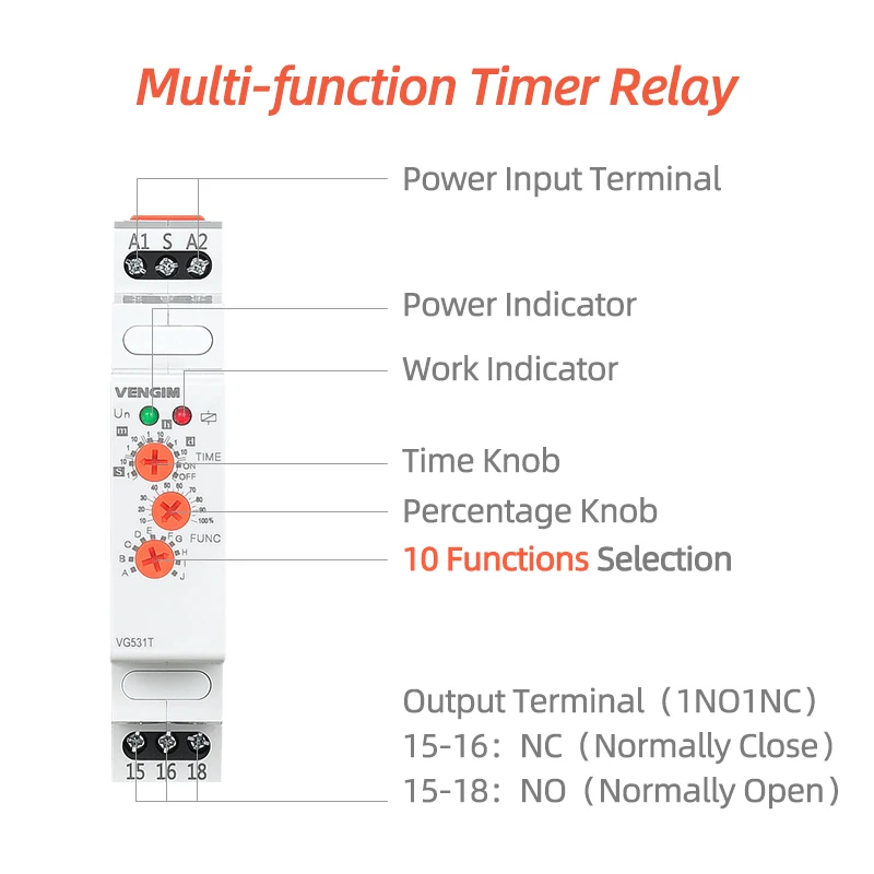 Free Shipping Multi-function Time Relay 220v 24v 12v AC DC Timer On Off Delay Relay Modular Switch by Din Rail