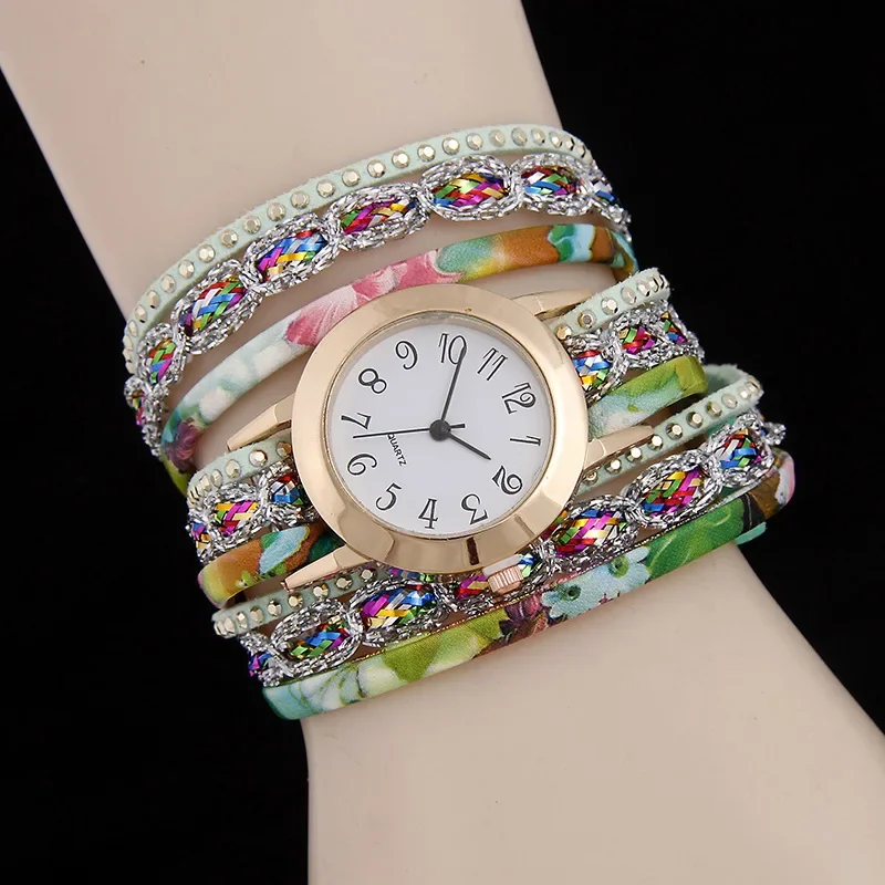 Luxury Watches Women Flower Popular Quartz Diamond Leather Bracelet Female Ladies Gemstone Dress Wrist Watch Wristwatch Clock