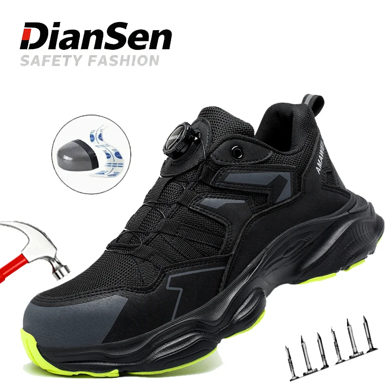 メンズ安全靴スチールトゥブーツ滑り止め耐破壊靴倉庫および物流作業用通気性アンチスマッシュスニーカー