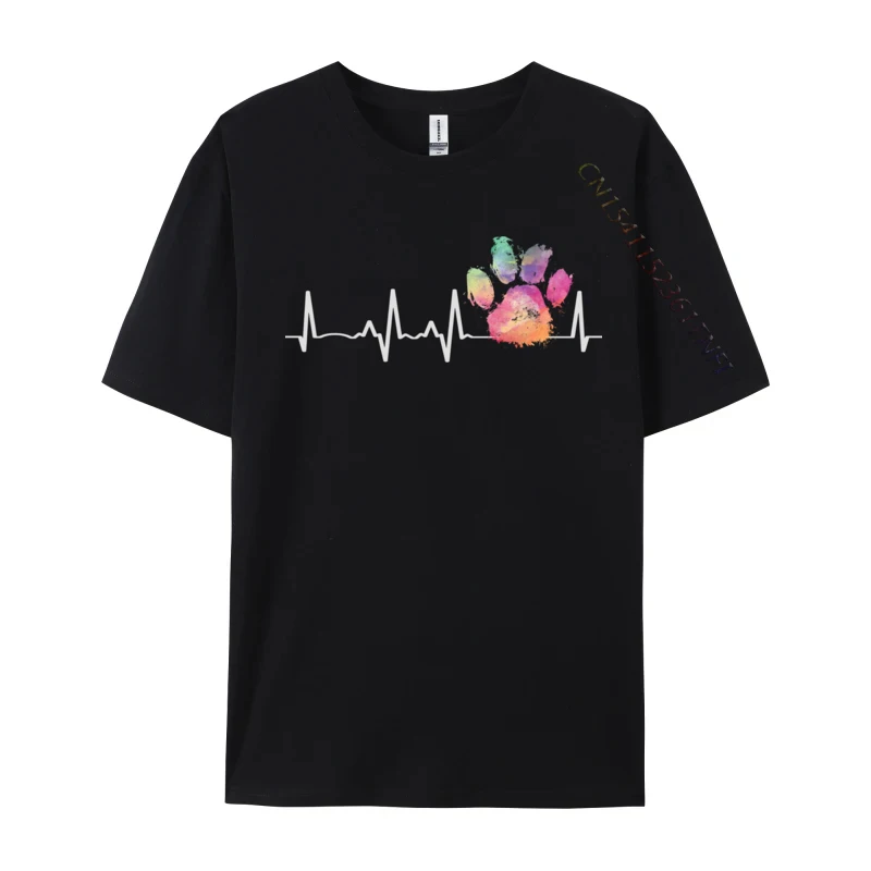 Cute Veterinarian Rainbow Paw Print Heartbeat Vet Tech Brand Comfortable Top T-Shirts Men's Tops Tees Clothing Shirt Autumn