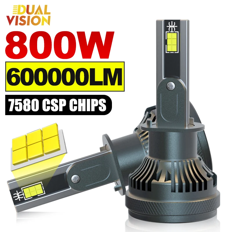 

800W Canbus H4 H7 H1 LED HB4 9006 Car Headlight Bulbs Super Bright 7580 CSP Chips 6000K Automobile Kit H7 Turbo Car Fog Lamp
