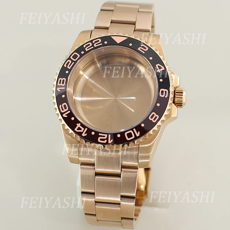 

Rose Gold 40mm Ms. Watch Case Dual Color Bezel For Seiko NH35 NH34 NH36 NH38 Miyota 8215 ETA 2824 Movement 28.5mm Dial Hot Sale