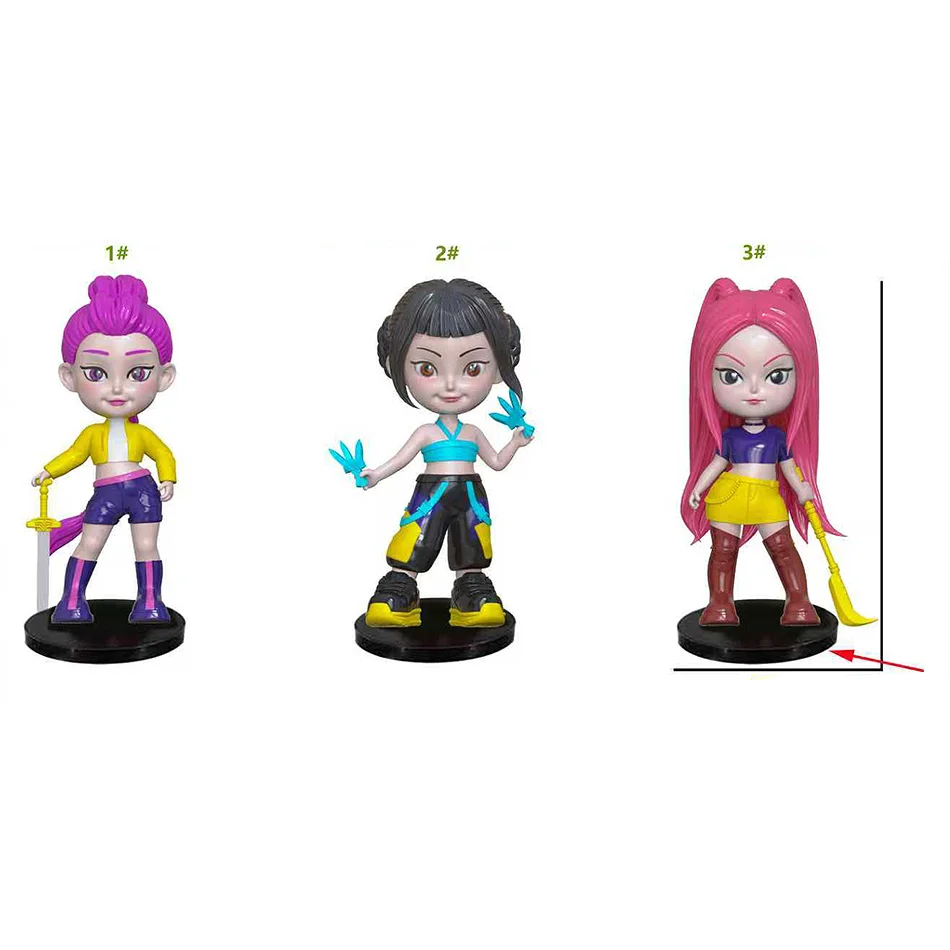 3PCS Kpop Demon Hunters Anime Figure Toys Cute PVC Movable Joints Action Figure Model Dolls Kids Birthday Decoration Toy Gift