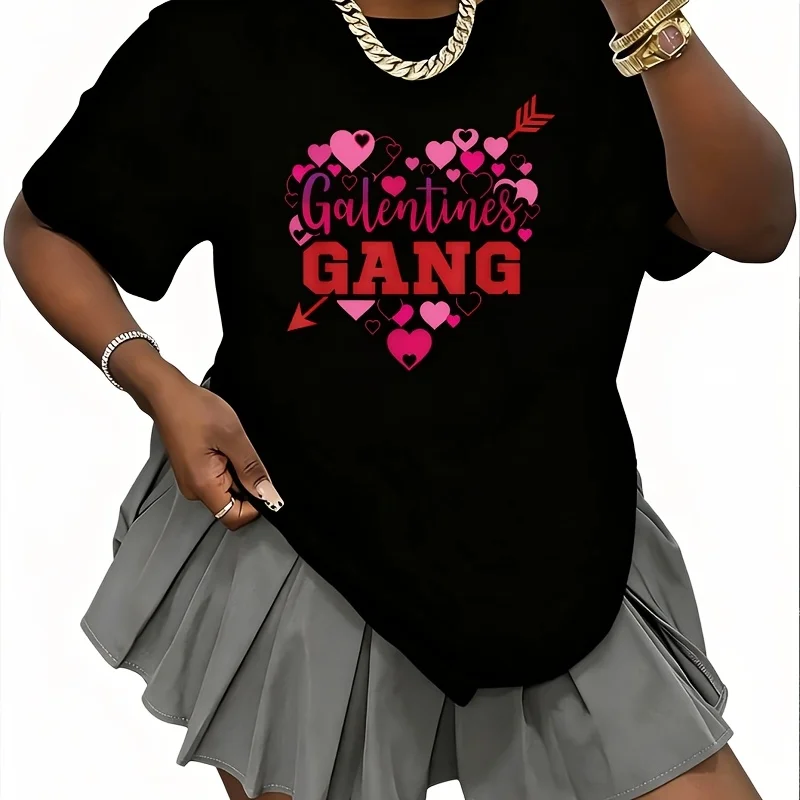 Galentines Gang Women's 100% Cotton T-Shirt Short Sleeve Top Casual Round Neck Fun Print Tee S-5Xl
