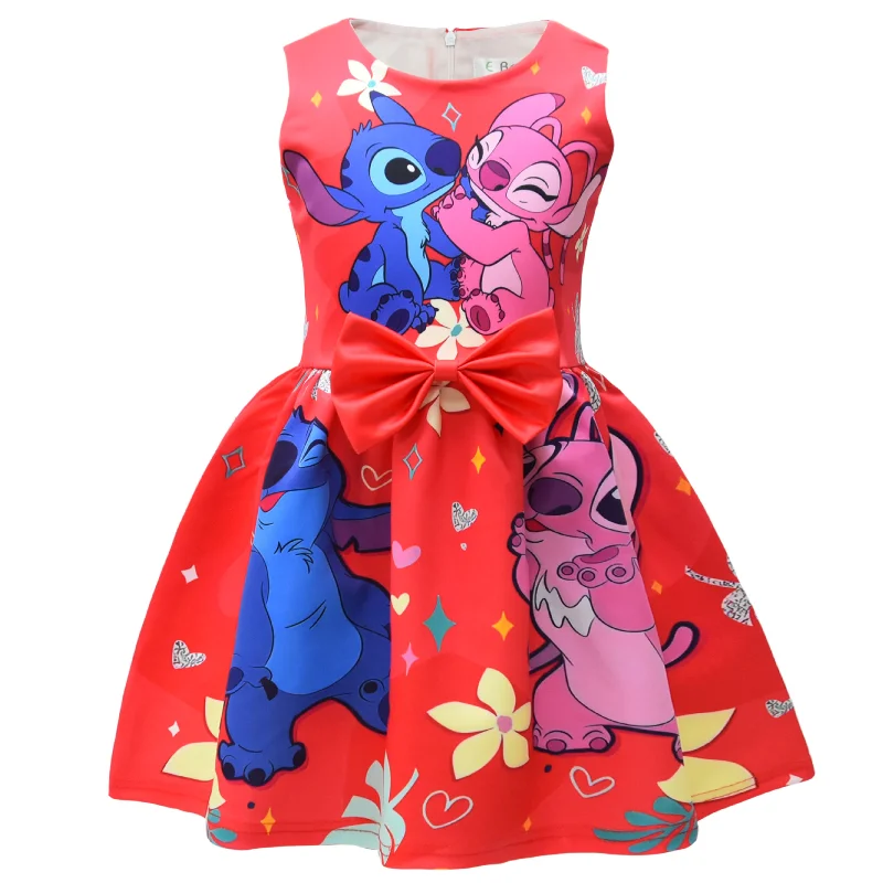 Lilo and Stitch Baby Girls Lilo Stitch Cosplay Princess Dress Kids Birthday Christmas Party Costume Summer Clothes Bow Sundress