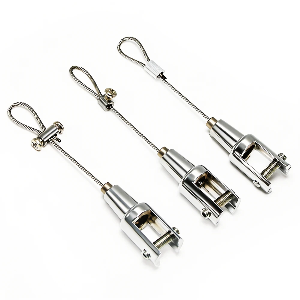 

2/10Set 1.5mm 304 Stainless Steel Wire Rope Kit 3Type Clamp Notch End for Billboard Acrylic Glass Hanging