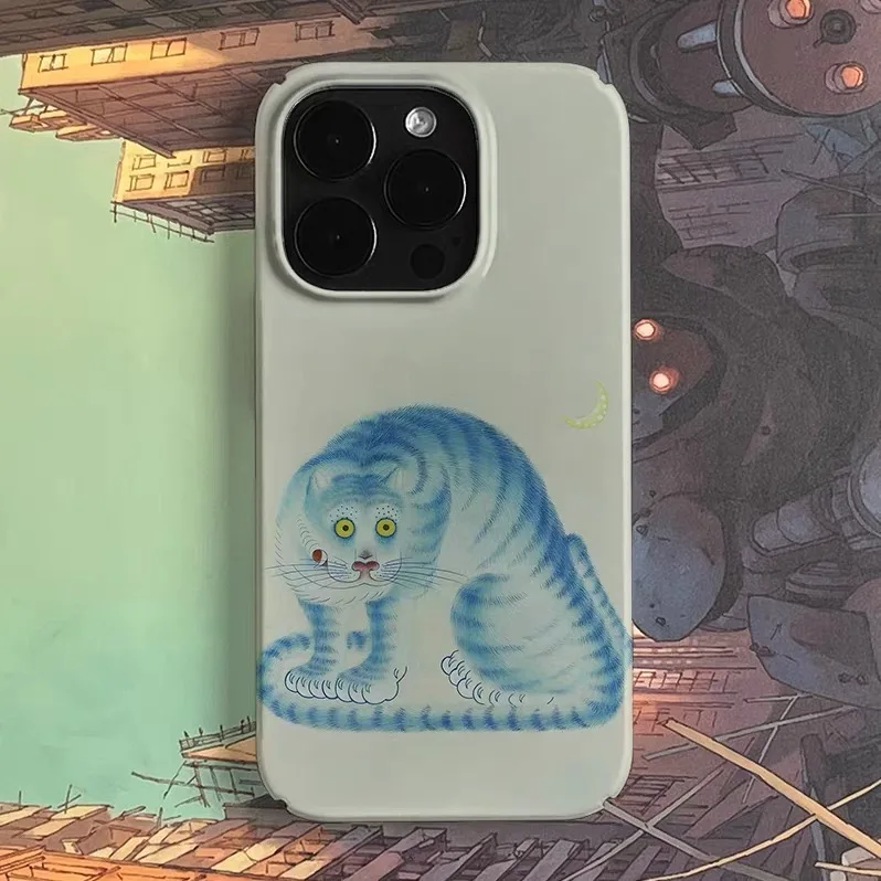

Ins Korean Blue Surprise Cat Phone Case for IPHONE 17 Air 16E 15 PROMAX 14 Plus 13 12 MINI 11 PRO 16Plus XR Acrylic Phone Cover