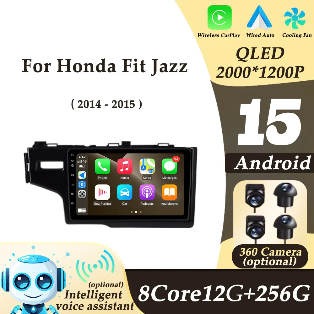 

Беспроводной CarPlay 10-дюймовый левый руль для Honda Fit Jazz 2014-2015 Android 15 Видео Аудио Автомобильный радиоприемник Мультимедийный плеер DSP Стерео