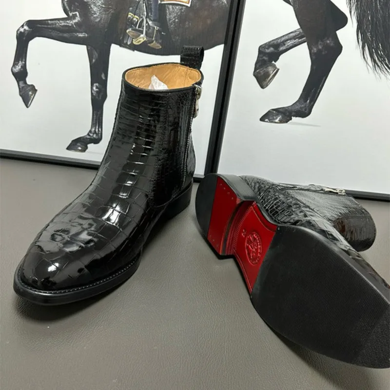 Bottes en daim à semelle en cuir véritable pour hommes, chaussures décontractées pour hommes, bottes courtes haut de gamme, mocassins Oxford, mode