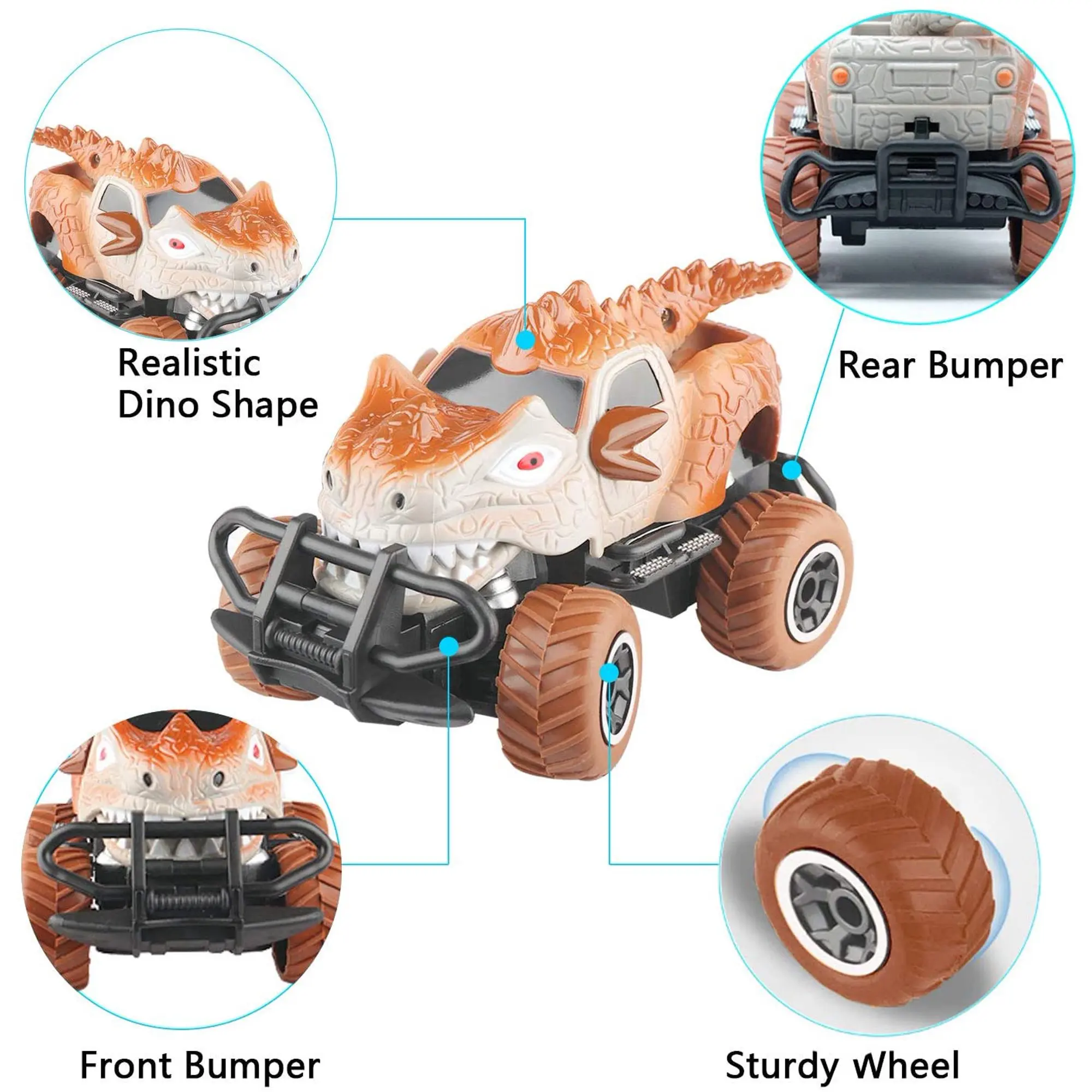 Toy Dinosaur RC Cars para Crianças, 1:43 Escala, 27MHz, 9mph Velocidade Máxima, Monster Truck, Presentes de Aniversário para Crianças