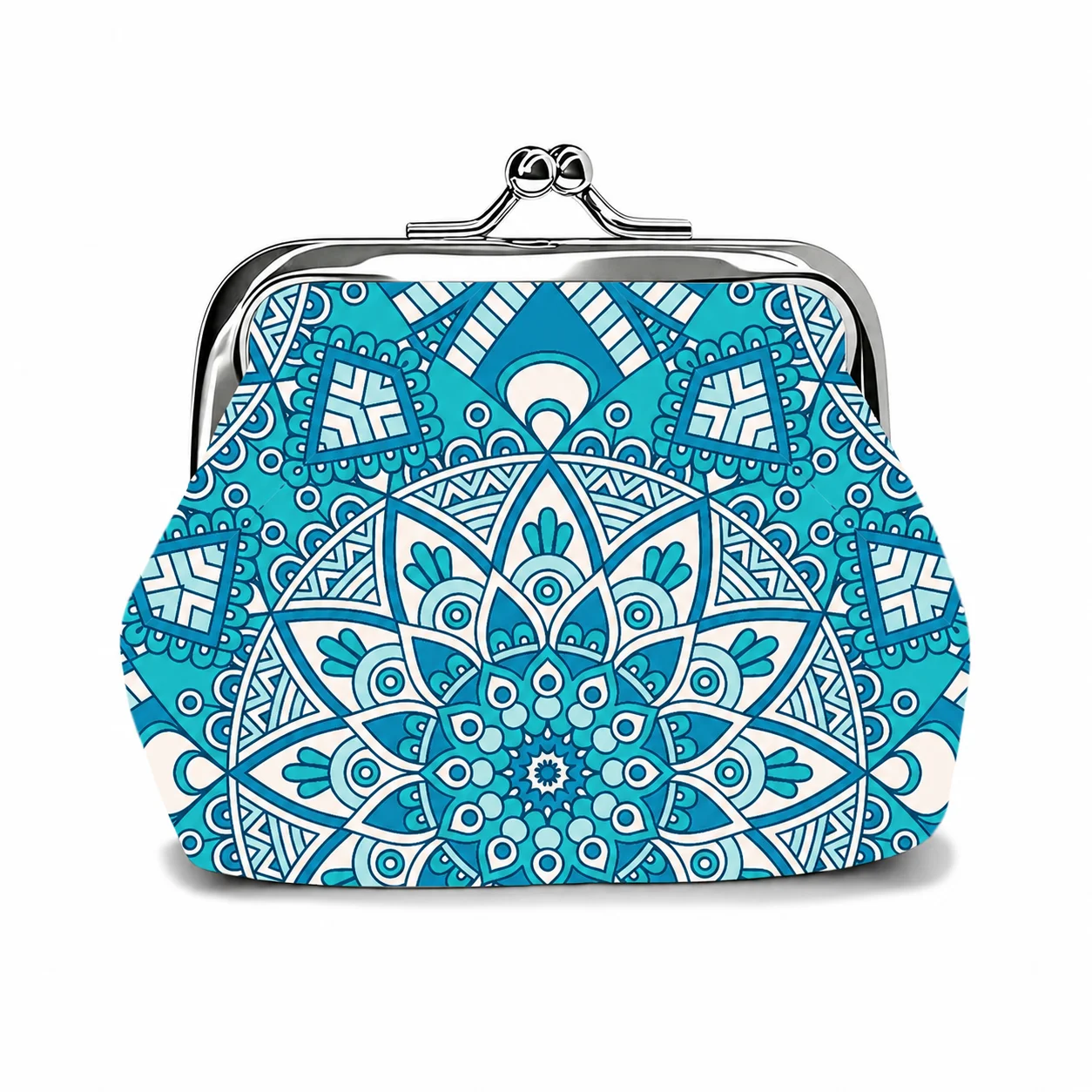 Mini Storage Pouch Printed Fabric Metal Clasp Purse Printed Coin Purse Stylish Unisex Small Bag For Commuting School Office