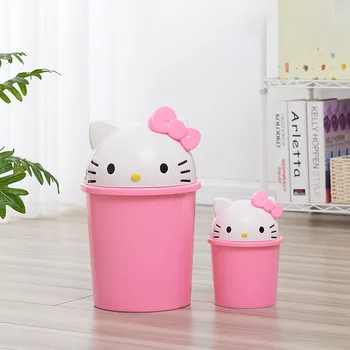Nuovo Sanrio Hello Kitty Casa Camera da letto Soggiorno Bagno Cucina Grande pattumiera Piccolo cartone animato Kawaii Pattumiera da scrivania per adulti