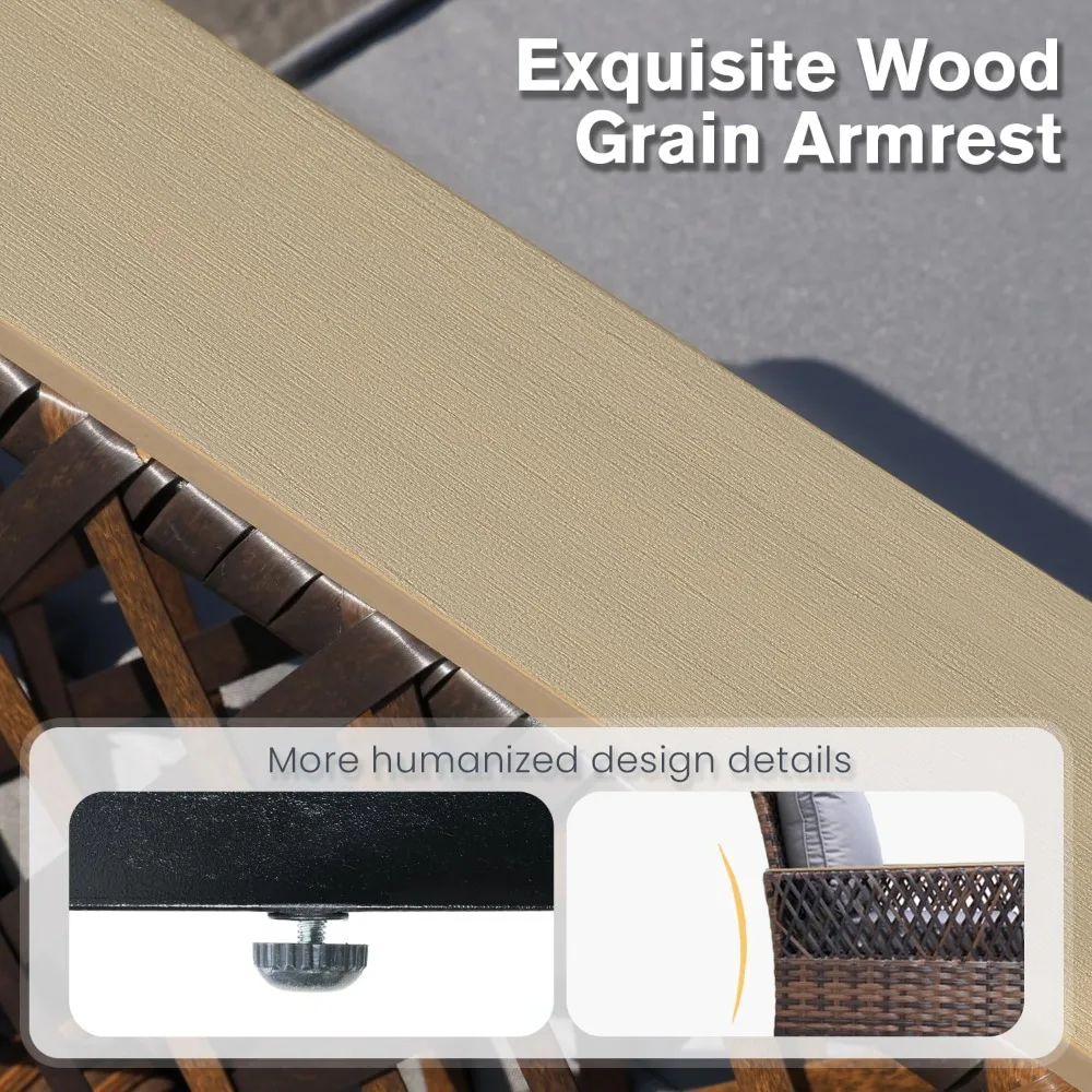 طقم أثاث للفناء مكون من 4 قطع، كراسي خوص خارجية مع مقاعد Loveseats وطاولة قهوة، مجموعة محادثة للفناء لجميع الأحوال الجوية مع Wa