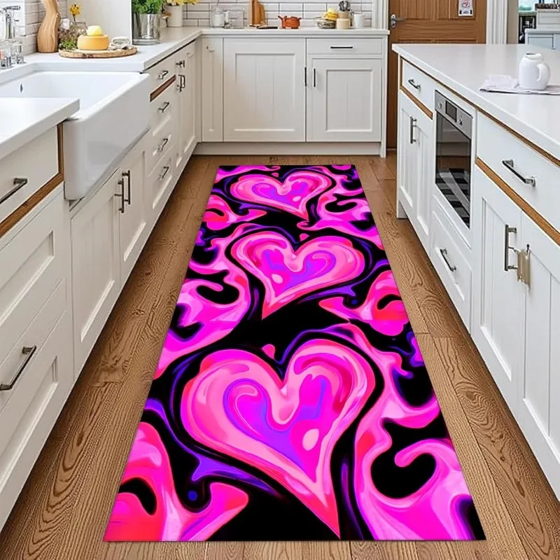 Läuferteppich mit Herzmuster, Y2K, modernes Zuhause, künstlerisches Dekor, Teppich, rutschfeste Matte für Flur, Wohnzimmer, Valentinstag-Dekoration