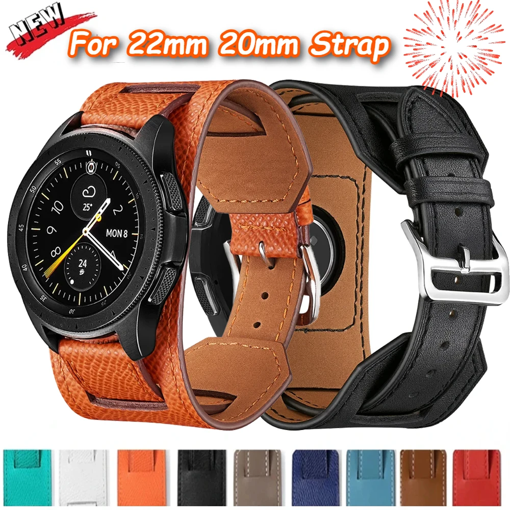 Correa de cuero Premium de 22mm y 20mm para Samsung Watch 4/5/6/7 40mm 44mm, correa para Huawei Watch 4/GT5-3 Pro Amazfit GTR/GTS
