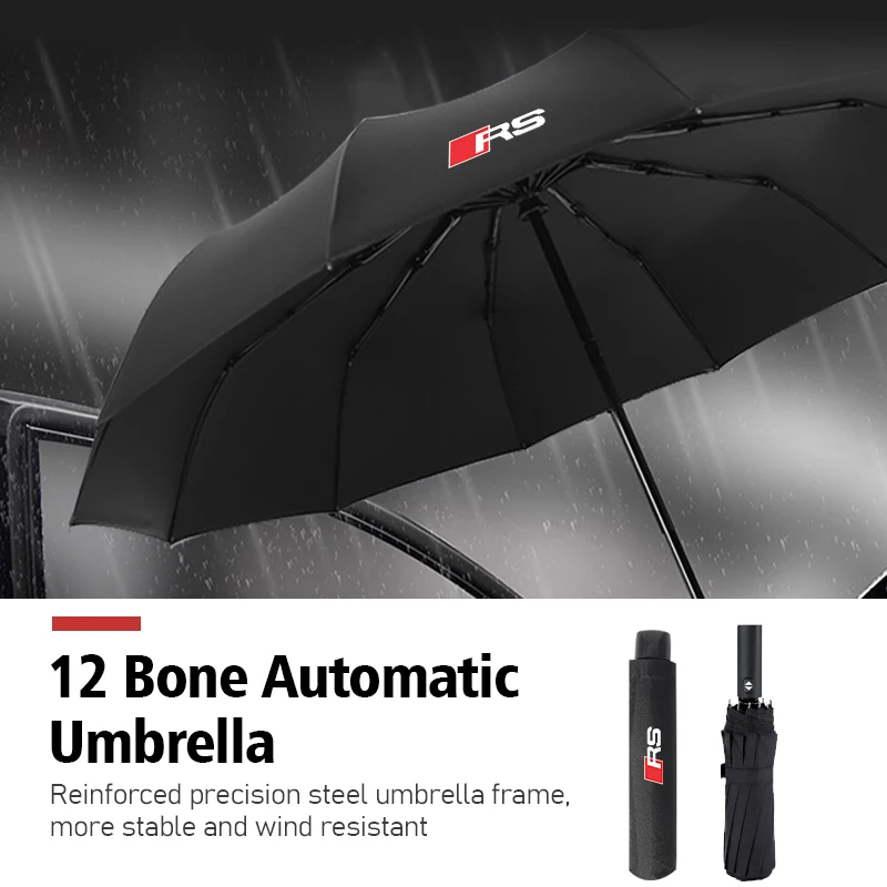 12 Bone Car Logo Automatic Umbrella Folding Strong Windproof For Audi Quattro A4 A5 Q5 A1 Q7B6 B8 B7 B9 B5 A3 8P 8V 8L A6