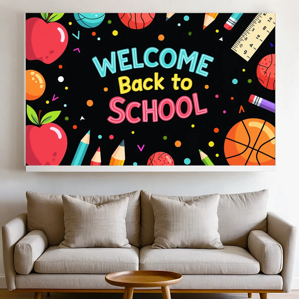 Welcome Back to School Banner Classroom Decorations Party Supplies Photography Props Colorful Welcome Sign Background for School