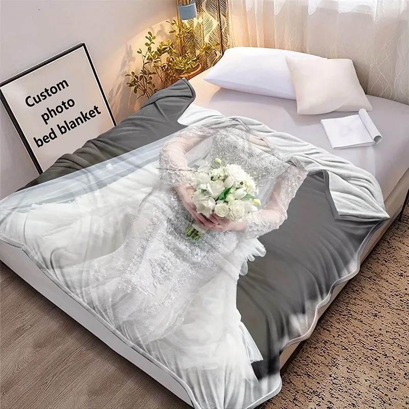 Personalized Photo Custom Blanket, Vintage Flannel Blanket, Custom Gift for Couples and Family Memories, Unique Souvenir Present