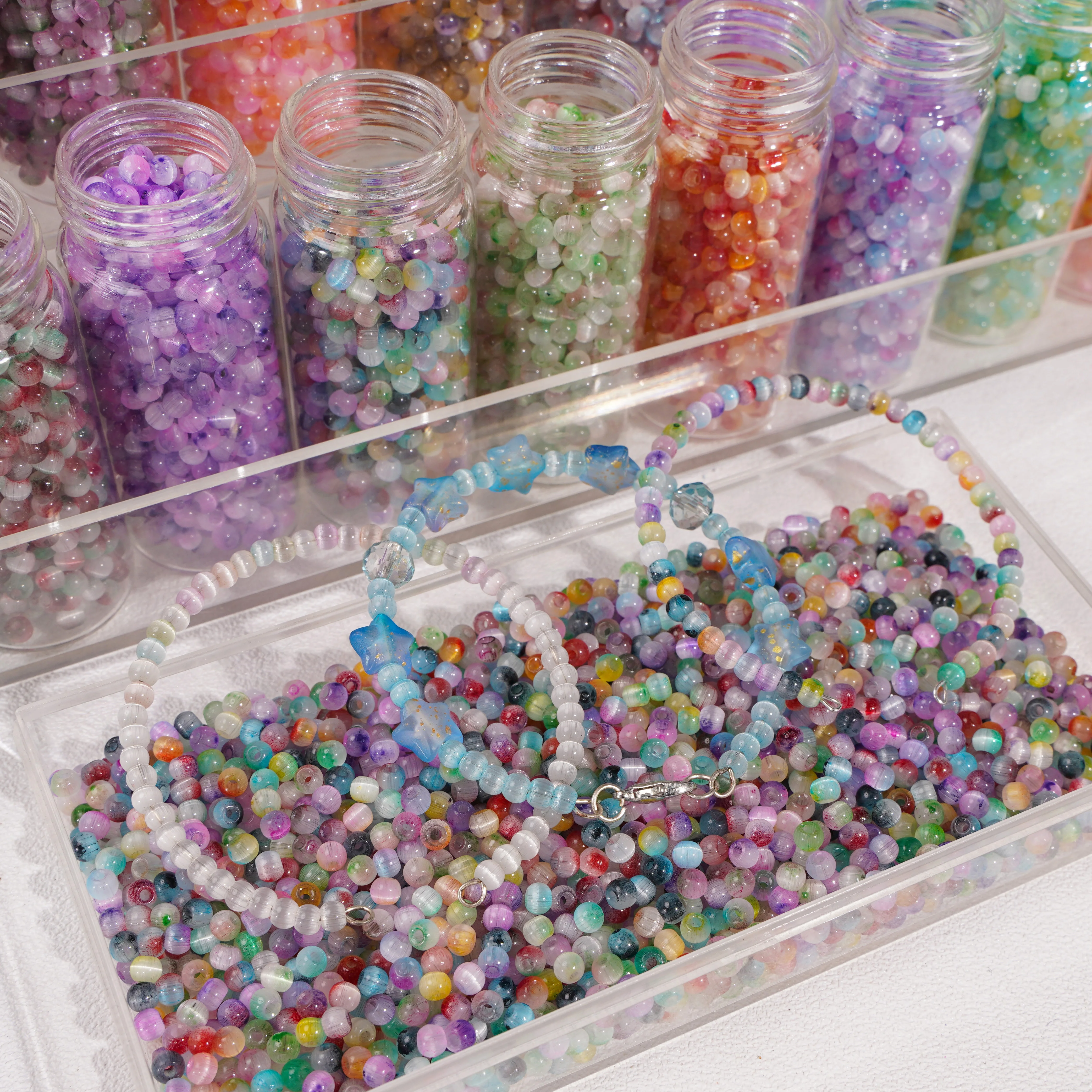 10g(Approx 150pcs) 4mm High-Quality Glass Two-color Cat Eye Seed Beads For DIY Jewelry Bracelet Necklace Earrings Making