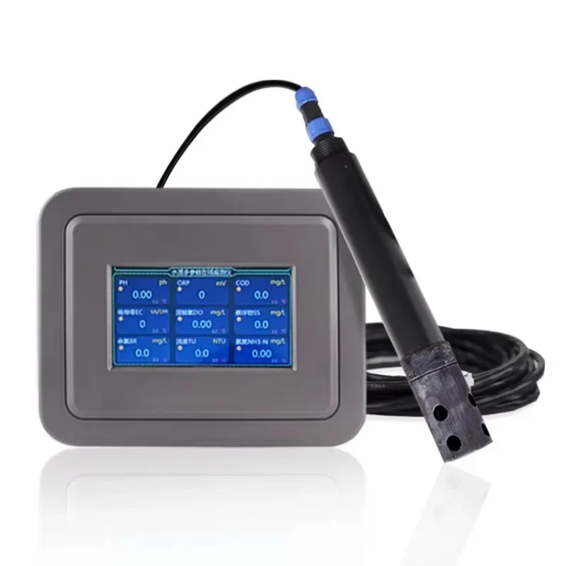 RS 485 Online Water Ammonia Nitrogen p H Temperature Sensor Water Quality Sensor for Aquaculture with LCD Display Modbus RTU