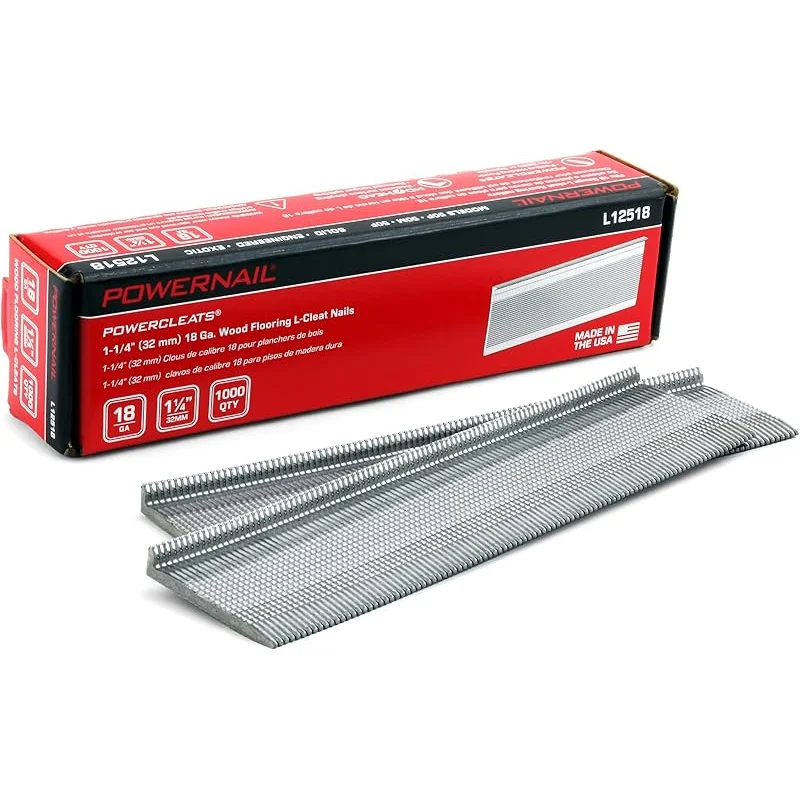 L12518 18 Gauge 1-1/4 Inch Length Flooring L-Cleat Nails (1000ct Box)