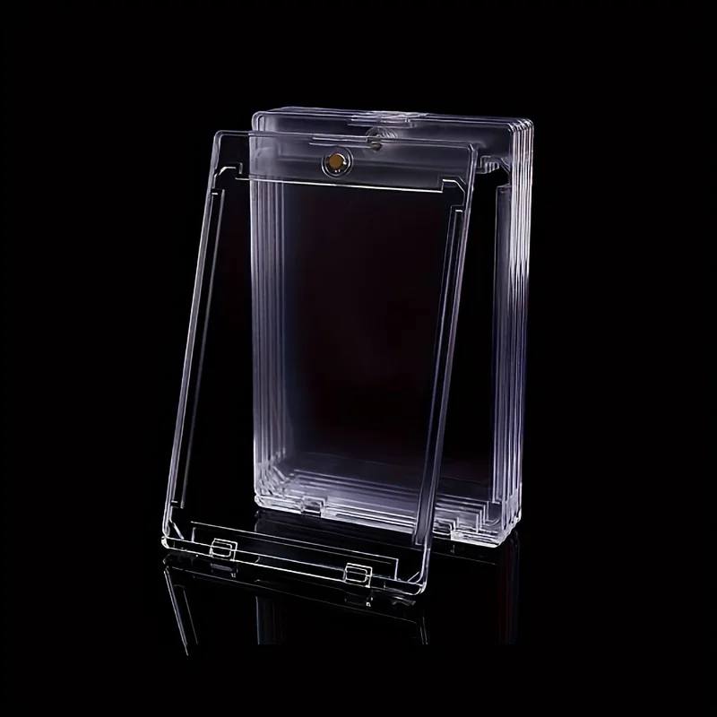 10 قطع من صناديق تخزين البطاقات المغناطيسية الشفافة 35 قطعة، وصناديق تخزين بلاستيكية صلبة، وحاملي بطاقات مغناطيسية من الأكريليك المقاوم للأشعة فوق البنفسجية، وإغلاق مغناطيسي علوي، ومناسبة لبطاقات البيسبول، وصندوق عرض البيسبول #5