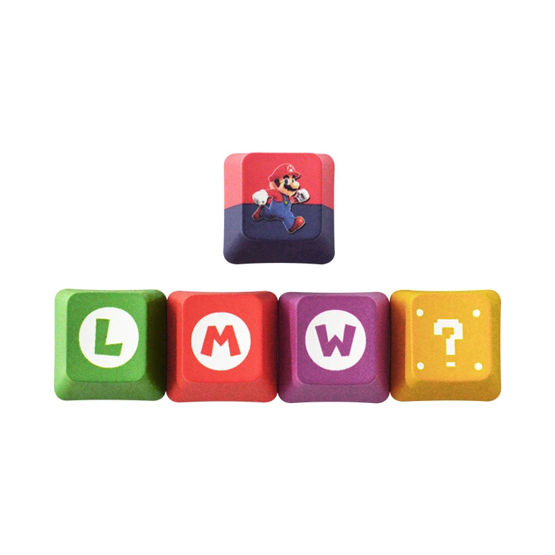 Super Mario Bros Luigi Cosplay Keycaps, Multicolor, Teclado Mecânico Key Cap, Acessórios Prop, Presentes Toy, 5Pcs Set