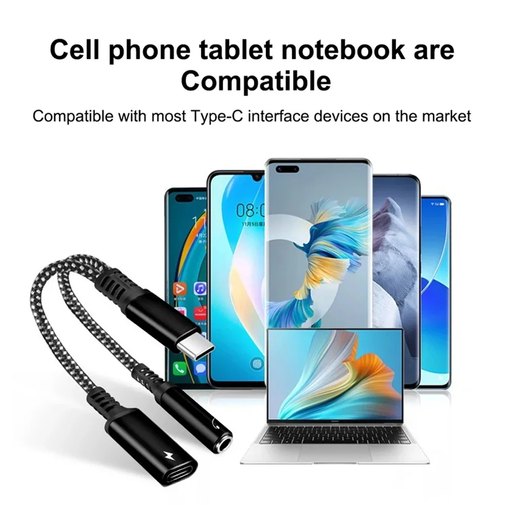 Byscoon 2IN1 USB Type C To 3.5mm Aux Adapter Type-c 3 5 Jack Audio Cable Earphone Cable Converter For Samsung OPPO Xiaomi Redmi