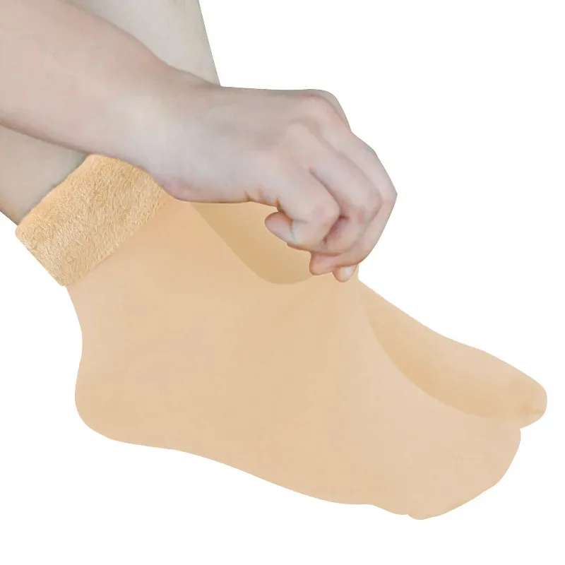 1/3/6 أزواج المخملية النساء شتاء دافئ رشاقته الجوارب الحرارية لينة عادية بلون جورب الصوف الكشمير المنزل الثلوج الأحذية الطابق جورب #3