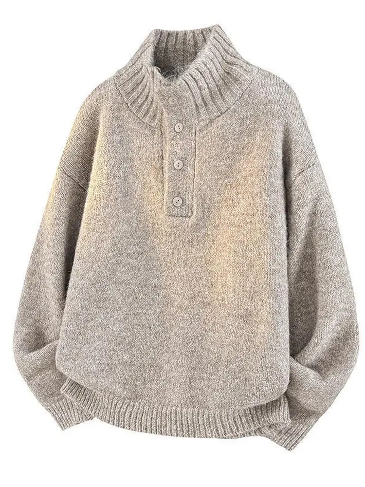 

Модный мужской вязаный свитер-пальто с высоким воротником, осенне-зимний, новый, повседневный, удобный, с длинными рукавами, из полиэфирного волокна