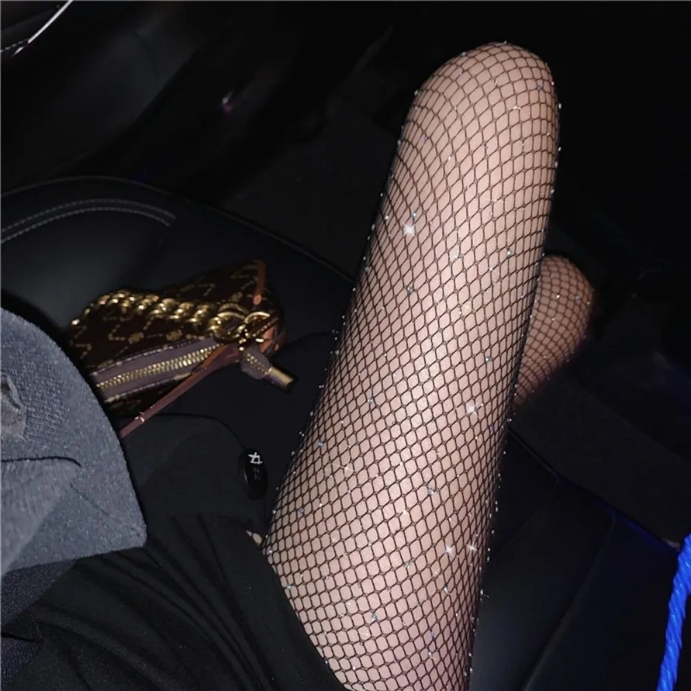 

Sexy Shiny Net Rhinestone Fishnet Stockings Glitter Thin Fishnet Tights Small Mesh Hot-drilled Stockings Night Out