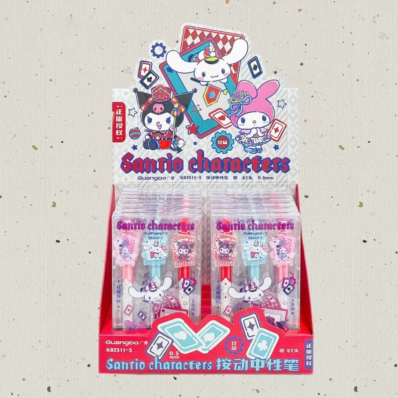 

24pcs/lot Sanrio Kuromi Melody Cinnamoroll Press Gel Pen Cute 0.5mm Black Ink Neutral Pens Promotional Gift Office School Supply