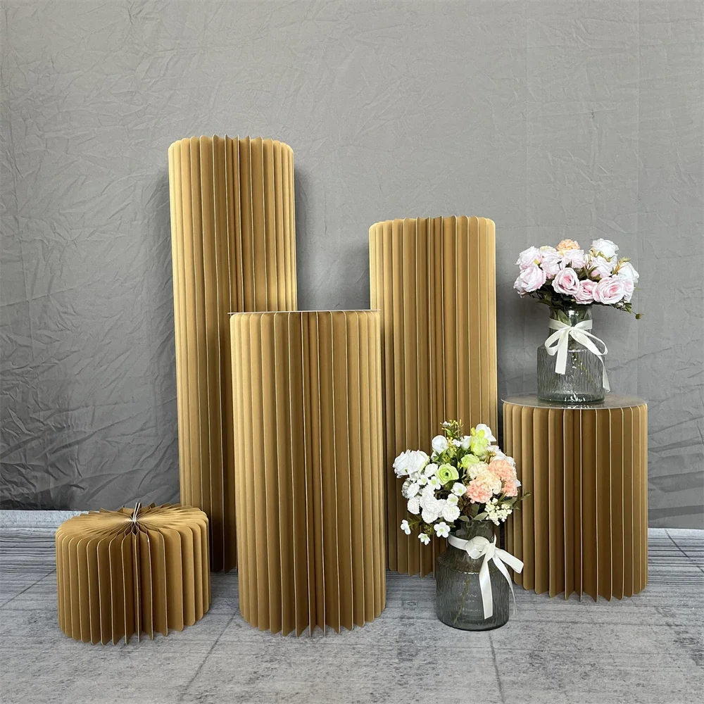 Folding Paper Cylindrical Birthday Dessert Table Party Cake Display Stand Wedding background prop Baby Shower Decoration Ramadan