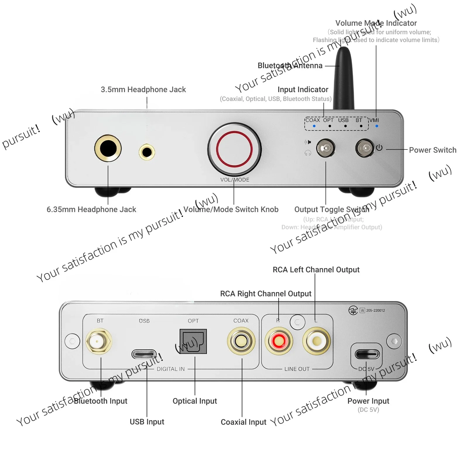 for 3.5/6.35mm Headphones Active Speaker AIYIMA DAC-A7 HIFI Headphone Amplifier ES9038Q2M Audio USB Decoder Preamp Bluetooth 5.4