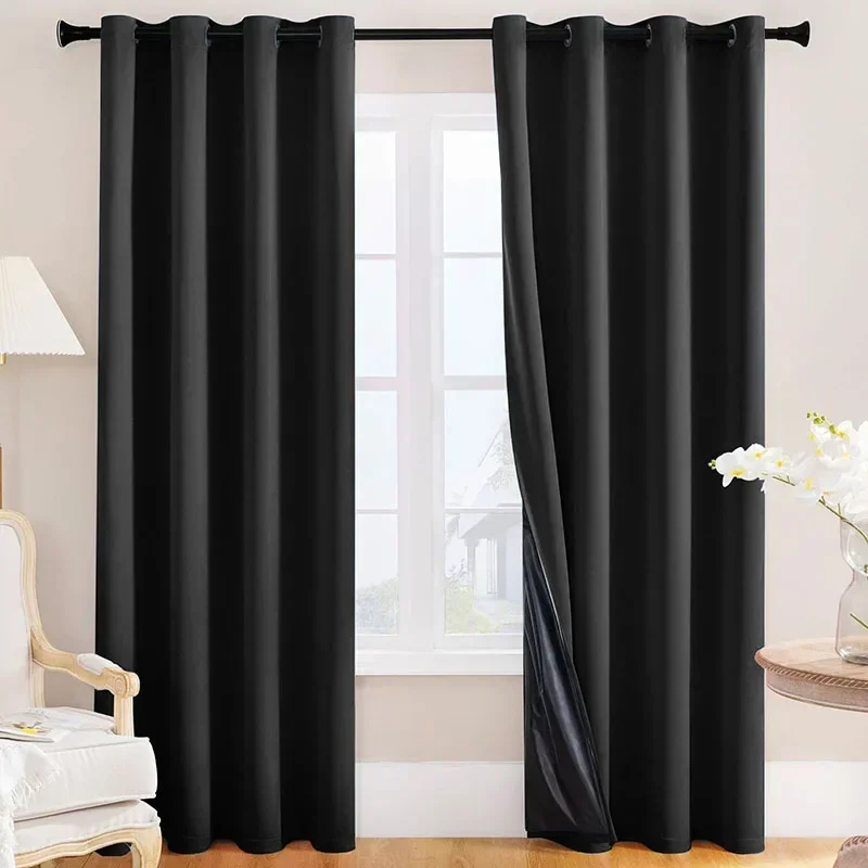 Solid Color Waterproof 100% Blackout Curtains Bedroom Grommet/rod Pocket Curtain Panel Living Room Office Full Shading Curtain