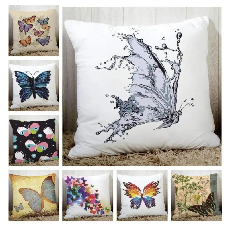 cushion cover butterfly printed home decorative pillowcase seat back cushions